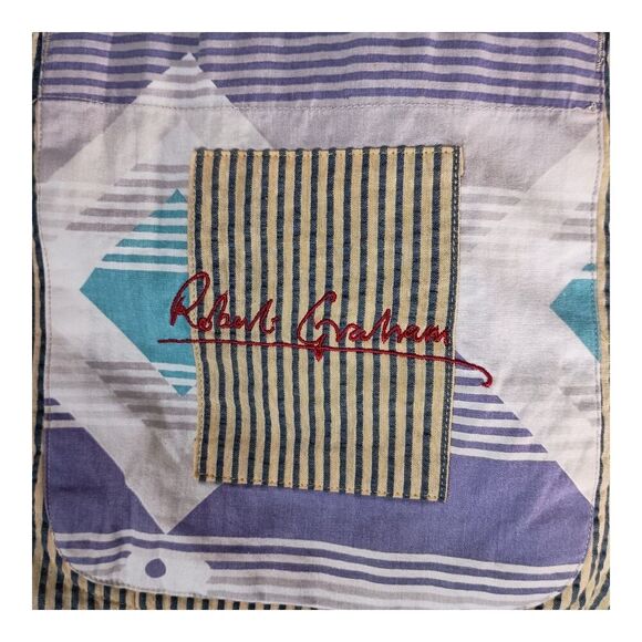 Robert Graham Sport Coat Blazer 100% Cotton Yellow Blue Striped Men's Large - Picture 7 of 8